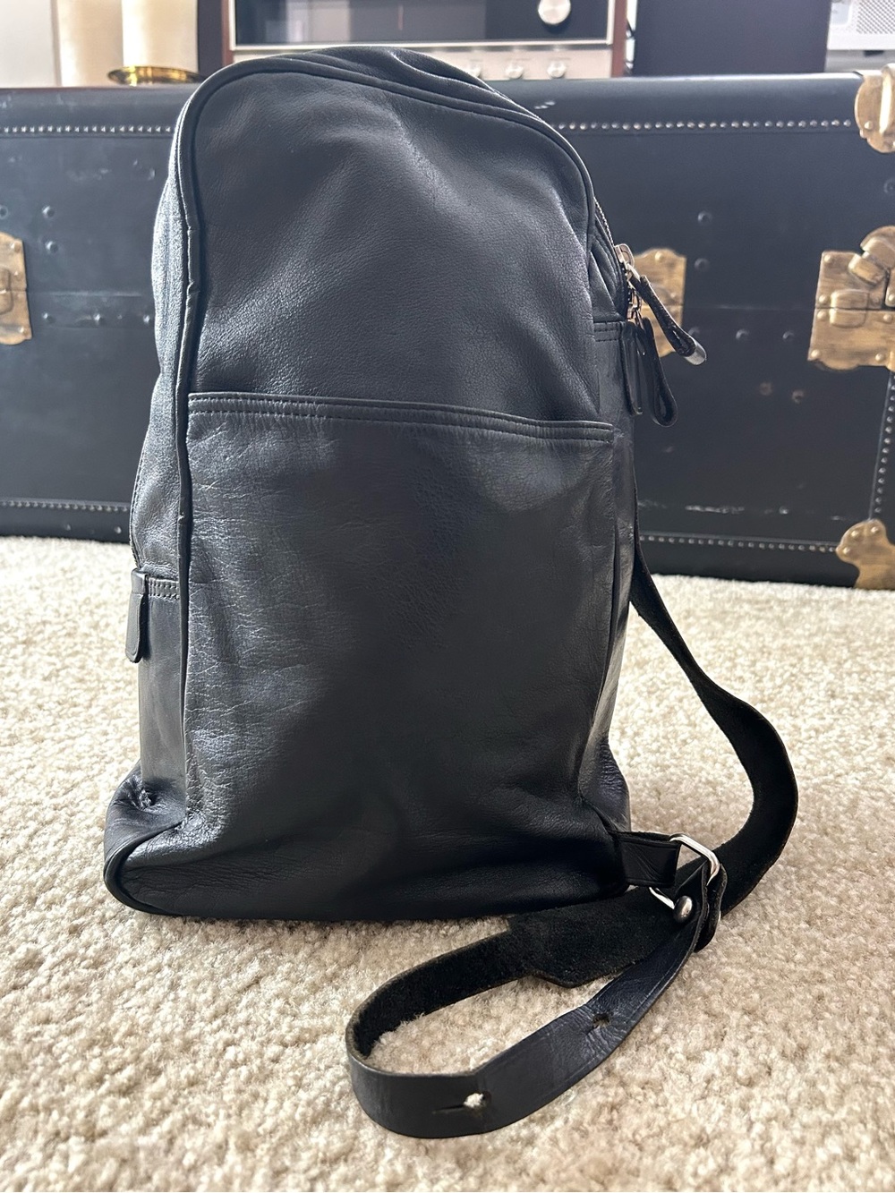 Yohji Yamamoto Y's Vintage Leather Sling 3-Pocket Bag Black
